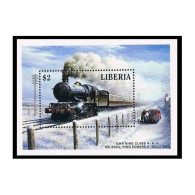 Liberia 1087-1090,MNH.Michel 1416-1419 Bl.115-118. Locomotives 1988. - Liberia