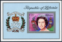 Liberia C218, MNH. Michel 1041 Bl.87. Reign Of Queen Elizabeth II, 25, 1977. - Liberia