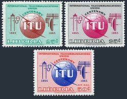 Liberia 429-430,C168, MNH. Michel 639-641. ITU-100,1965.Communication Equipment. - Liberia