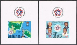 Liberia 769-770 Deluxe,MNH.Michel 1013-1014. USA-200,1976.Map,Statue Liberty, - Liberia