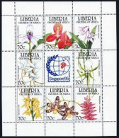 Liberia 1186 Ah/label Sheet,MNH.Michel 1631-1638 Klb. SINGAPORE-1995.Orchids. - Liberia