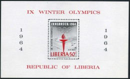 Liberia C159, MNH. Michel Bl.28A. Olympics Innsbruck-1964. Torch. - Liberia