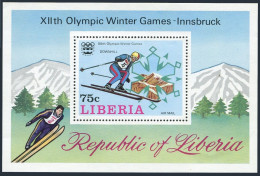 Liberia C210,MNH.Michel 986 Bl.79A. Olympics Innsbruck-1976.Downhill Skiing. - Liberia