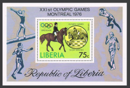 Liberia C211,hinged.Michel 996 Bl.80A Olympics Montreal-1976.Dressage & Jumping. - Liberia