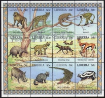 Liberia 1240 Ai,MNH. Wildlife 1997.Olive Baboon,Leopard,Pangolin,Hyena,Crocodile - Liberia