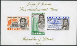 Liberia C134a,MNH.Michel 570-572 Bl.21. Joseph J.Roberts,1st President,1961. - Liberia