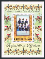 Liberia C217,CTO.Michel 1037 Bl.86A. Olympic Montreal-1976.Equestrian-Winners. - Liberia