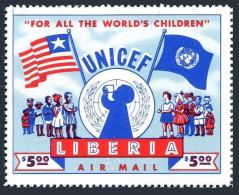 Liberia C77, MNH. Michel 460. UNICEF 1954. Flags, Emblem, Children. - Liberia