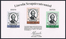 Liberia 386a Sheet, MNH. Michel Bl.14. Abraham Lincoln, 150 Birth Ann. 1959. - Liberia