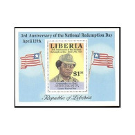 Liberia 972, MNH. Michel 1277 Bl.104. Commander-on-Chief Samuel Kanyon Doe,1983. - Liberia