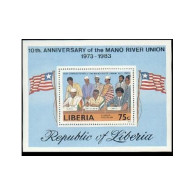 Liberia 986,MNH.Michel 1292 Bl.106. Mano River Union,10,1984.Guinea's Accession. - Liberia