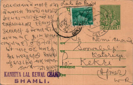 India Postal Stationery Goddess 9p To Kekri - Cartes Postales