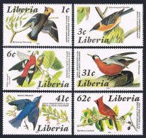 Liberia 1017-1022, MNH. Michel 1323-1328. John Audubon's Birds, 1985. Waxwing, - Liberia