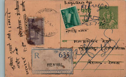 India Postal Stationery Goddess 9p Renwai Cds - Cartoline Postali