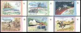 Liberia 663-668,C201 Imperf, MNH. Space, UPU-100,1974.Ship,Jet,Satellites,Train, - Liberia
