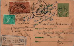 India Postal Stationery Goddess 9p Tirpolia Bazar  - Cartes Postales