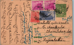 India Postal Stationery Goddess 9p To Sambhar Lake - Postkaarten