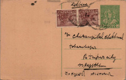 India Postal Stationery Goddess 9p Horse - Postkaarten