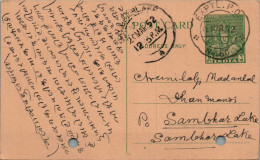 India Postal Stationery Goddess 9p To Sambhar Lake - Cartoline Postali