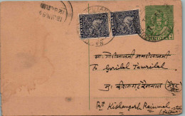 India Postal Stationery Goddess 9p Elephant Gulzarimal Gheesalal Nasirabad - Cartoline Postali