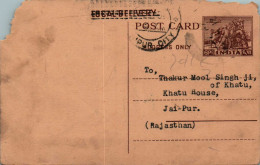 India Postal Stationery Horse 6p To Jaipur - Cartes Postales