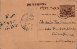 India Postal Stationery Horse 6p Bharatpur Cds - Ansichtskarten