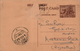 India Postal Stationery Horse 6p Kuchaman Road Cds - Cartes Postales