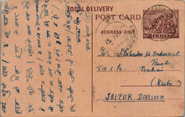 India Postal Stationery Horse 6p To Jaipur - Ansichtskarten