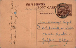 India Postal Stationery Horse 6p To Jaipur - Cartoline Postali