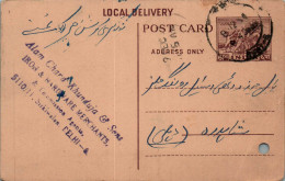 India Postal Stationery Horse 6p Delhi - Cartes Postales