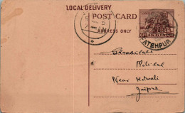 India Postal Stationery Horse 6p To Jaipur Fatehpur Cds - Ansichtskarten