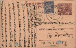 India Postal Stationery Horse 6p Elephant Jaipur Ghiya Ramkumar - Cartes Postales
