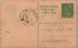 India Postal Stationery Goddess 9p Allahabad Cds - Cartes Postales