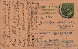 India Postal Stationery Goddess 9p To Jaipur - Postcards
