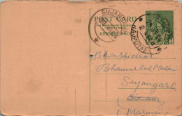 India Postal Stationery Goddess 9p Sujangarh Cds Rajputana Cds - Postcards