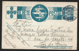 Entire Postcard 'Everything For The Nation' Obliteration Guimarães, 1940. Astrology. Signs. Pisces, Gemini, Aquarius. - Postwaardestukken