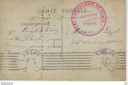 MILITARIA - TAMPON FRANCHISE MILITAIRE PARC D'ARTILLERIE DE PLACE - LYON  - Le Vaguemestre Sur Carte LYON  (Guerre 14/18 - Guerre De 1914-18