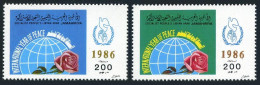 Libya 1320-1321, MNH. Michel 1744-1745. International Peace Year IPY-1986. Rose. - Libye