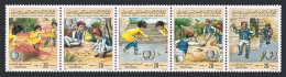 Libya 1260 Ae Strip,MNH.Michel 1520-1524. Youth Year IYY-1985.Children's Games. - Libia