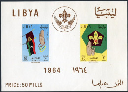 Libya 253a Sheet,lightly Hinged.Michel Bl.7. New Boy Scout Headquarters,1964. - Libia