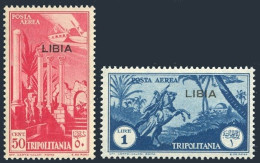 Libya C26-C27,MNH. 1937.Tripolitania:Airplane,Columns,Basilica,Arab Horseman.  - Libya