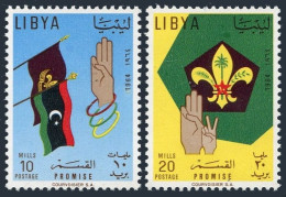 Libya 252-253,253a,MNH.Michel 154-155,Bl.7. Boy Scout Headquarters,1964.Flags. - Libya