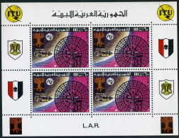 Libya 671a-673a Sheets, MNH. Michel Bl.26-28. World Telecommunications Day,1977. - Libia