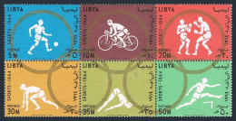 Libya 258-263a Perf & Imperf, MNH. Olympics Tokyo-1964. Soccer,Bicycling,Boxing, - Libia