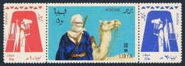 Libya 303-305a Strip,306 Sheet, MNH. Mi 219-221,Bl.16.1966. Tuareg, Camels,Rider - Libyen