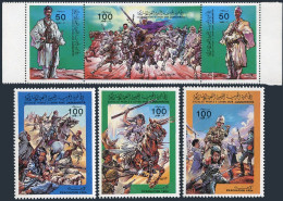 Libya 1215-1218, MNH. Mi 1405-1410. Evacuation Day,1984. Warriors,Battle Scenes. - Libia