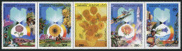 Libya 1316 Ae Strip, MNH. Mi 1481-1485. Revolution-17, 1986. Heath, Flowers, Art - Libia