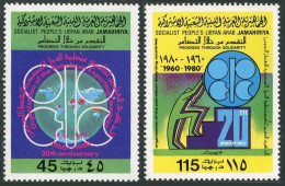 Libya 867-868,MNH.Michel 842-843. OPEC,20th Ann.1980.Emblem,Globe. - Libia