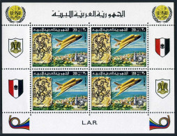 Libya 675-677 Sheets,MNH.Michel Bl.26-28. UPU-100.Messenger,Plane,Concorde,Camel - Libië