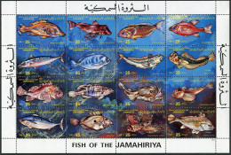 Libya 1107 Sheet, MNH. Michel 1138-1153. Fish 1983. - Libya